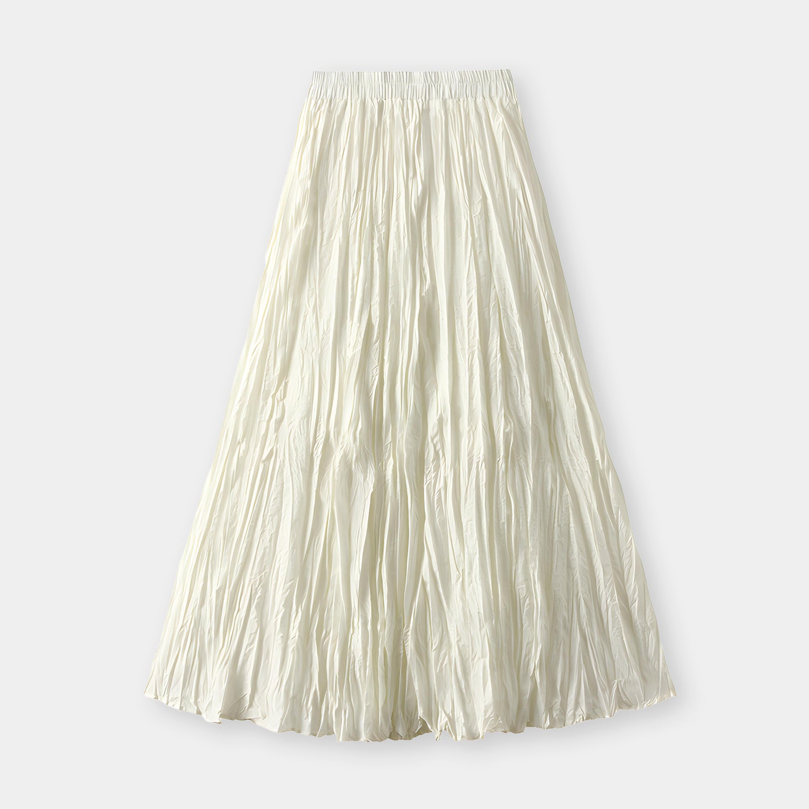 Crushed Self Design Pleated A-Line Skirt	- 0323_APRICOT