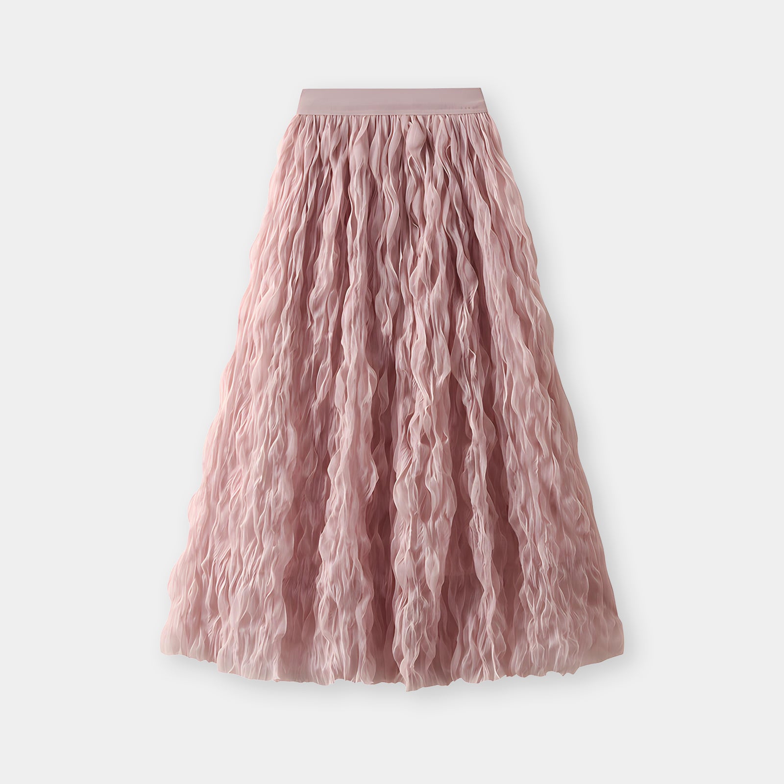 Multilayer Ripple Self Design A-Line Skirt - J895_PINK