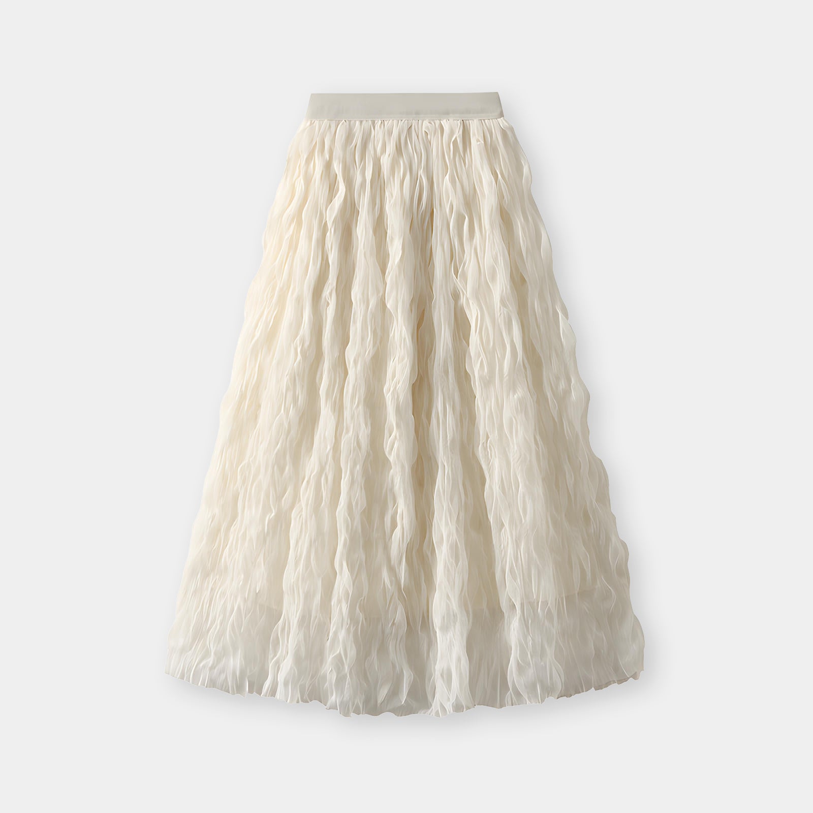 Multilayer Ripple Self Design A-Line Skirt	- J895_APRICOT