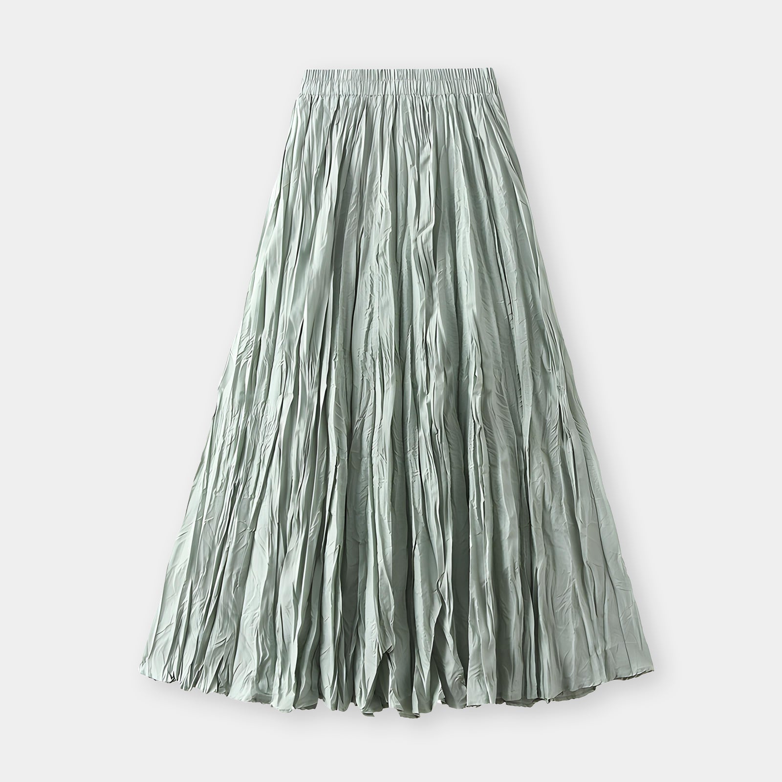 Crushed Self Design Pleated A-Line Skirt	- 0323_LIGHT GREEN