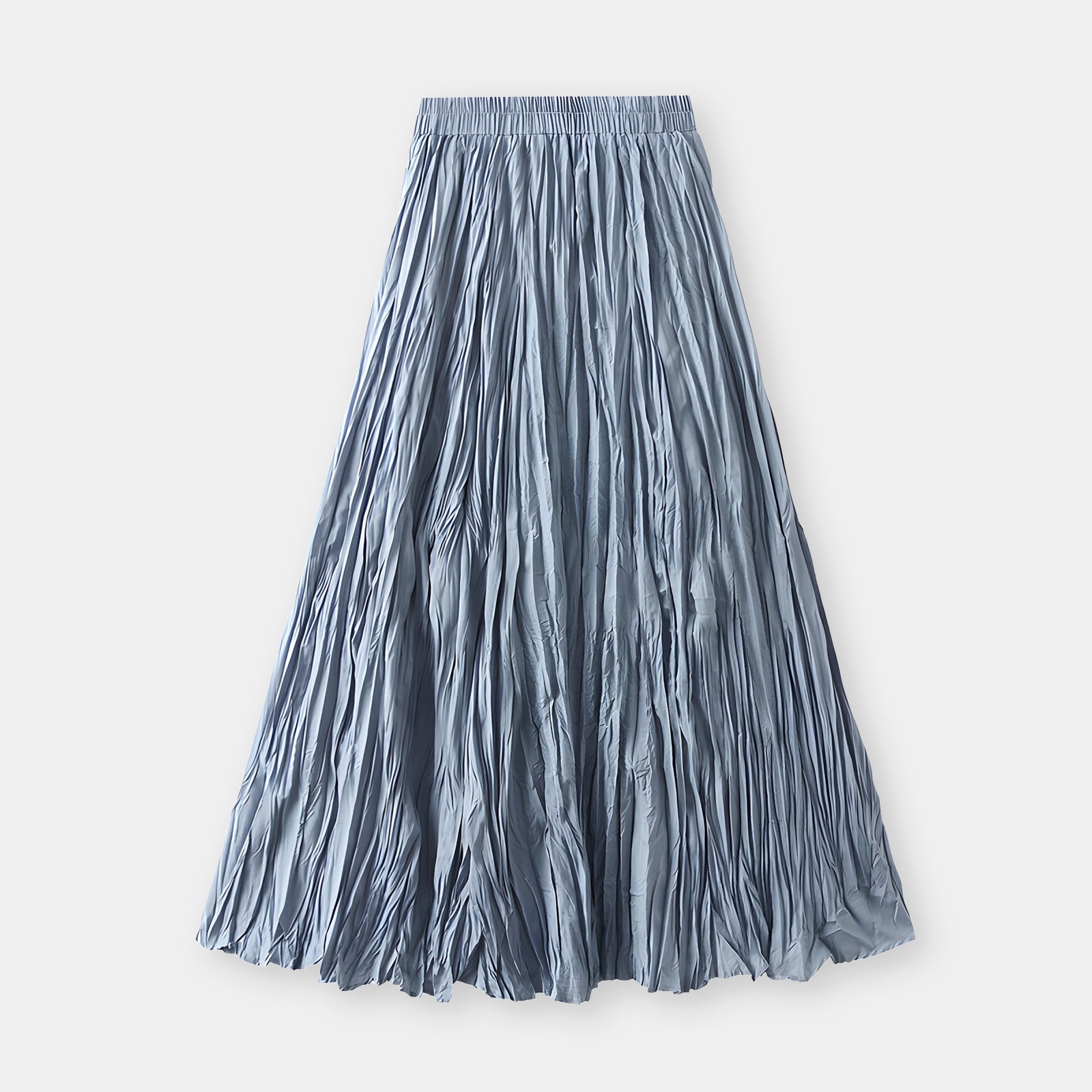 Crushed Self Design Pleated A-Line Skirt	-0323_SLATE GREY