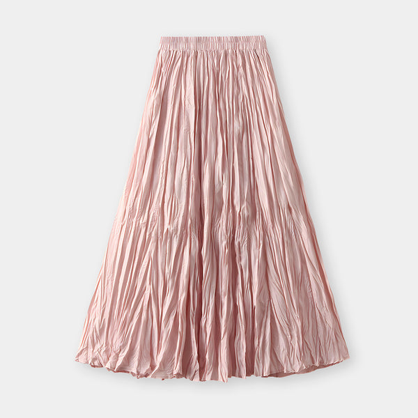 Crushed Self Design Pleated A-Line Skirt 0323_PINK – MERZI