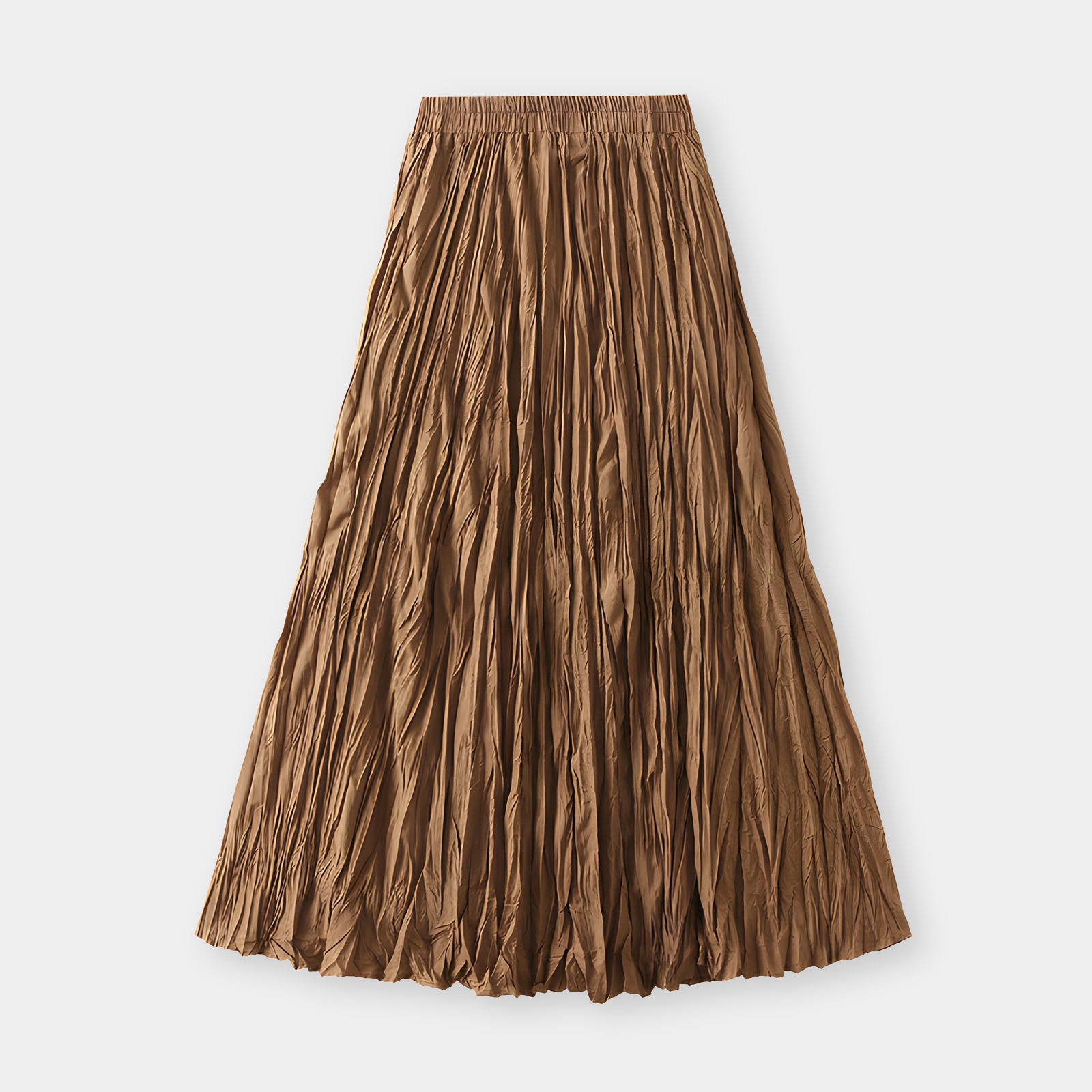 Crushed Self Design Pleated A-Line Skirt	- 0323_COFFEE