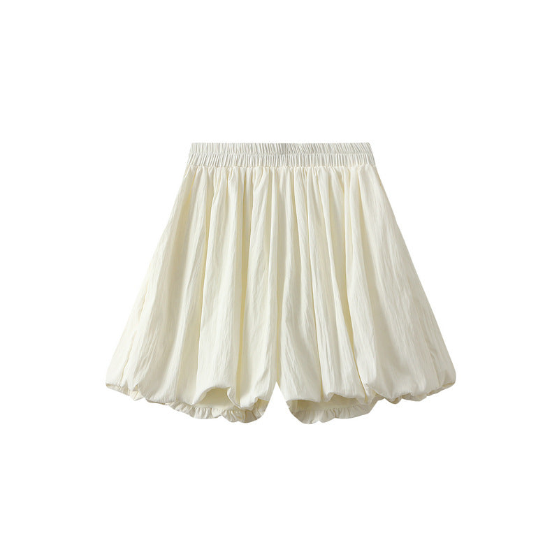 Vintage-Inspired Balloon Hem Shorts With Pocket