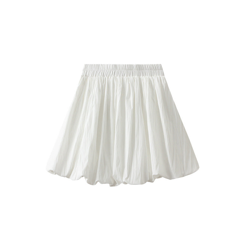 White Bubble Hem Mini Skirt