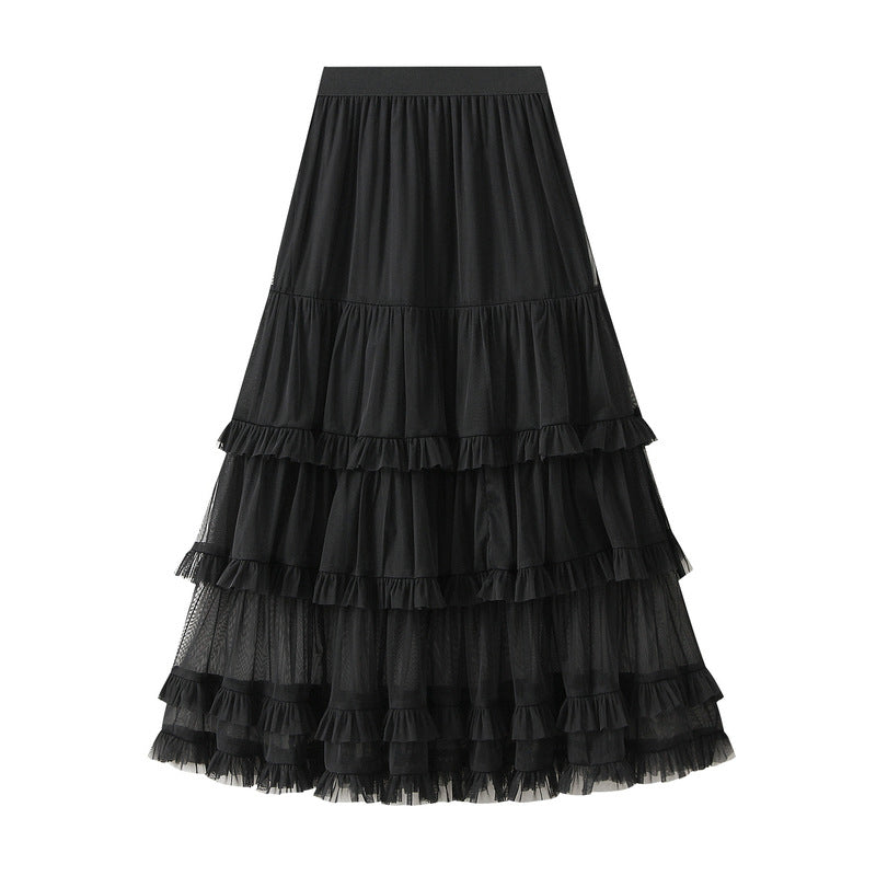 Black Tiered Ruffle Tulle Skirt