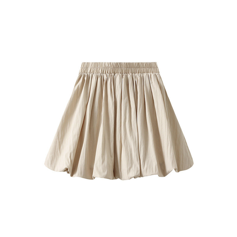 Beige Bubble Hem Mini Skirt