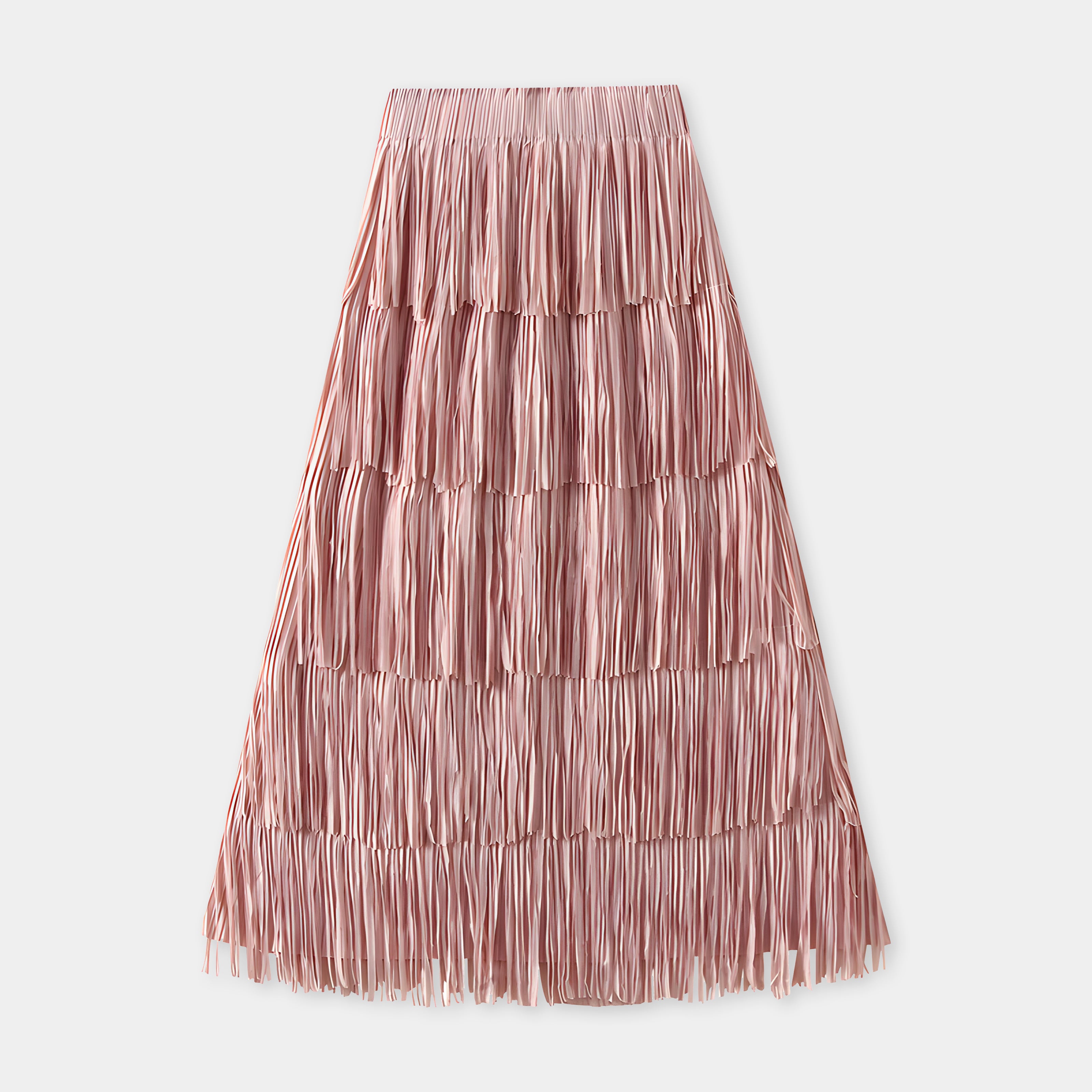 Multilayer Tassel Designer Skirt - 0666_PINK