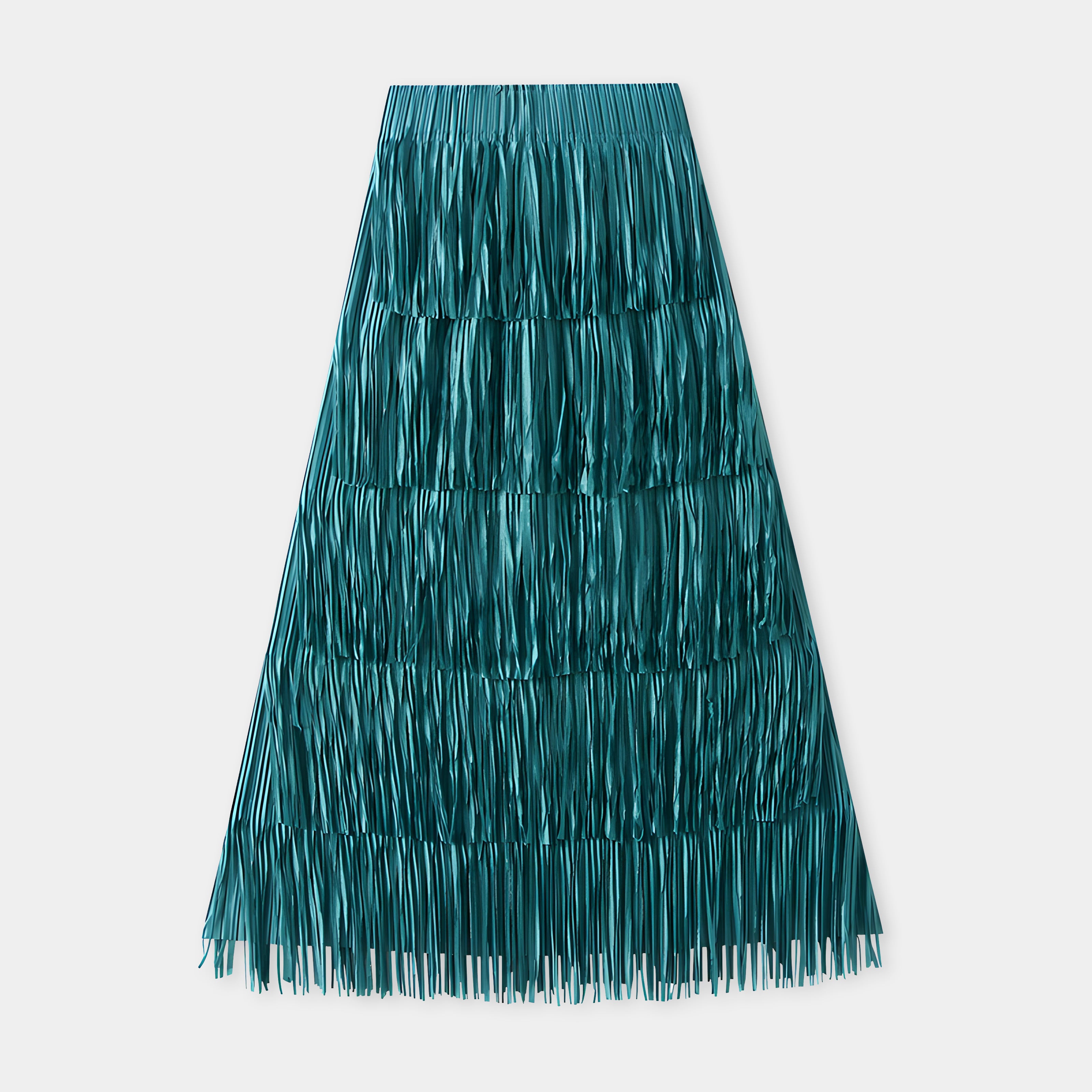 Multilayer Tassel Designer Skirt - 0666_PEACOCK BLUE