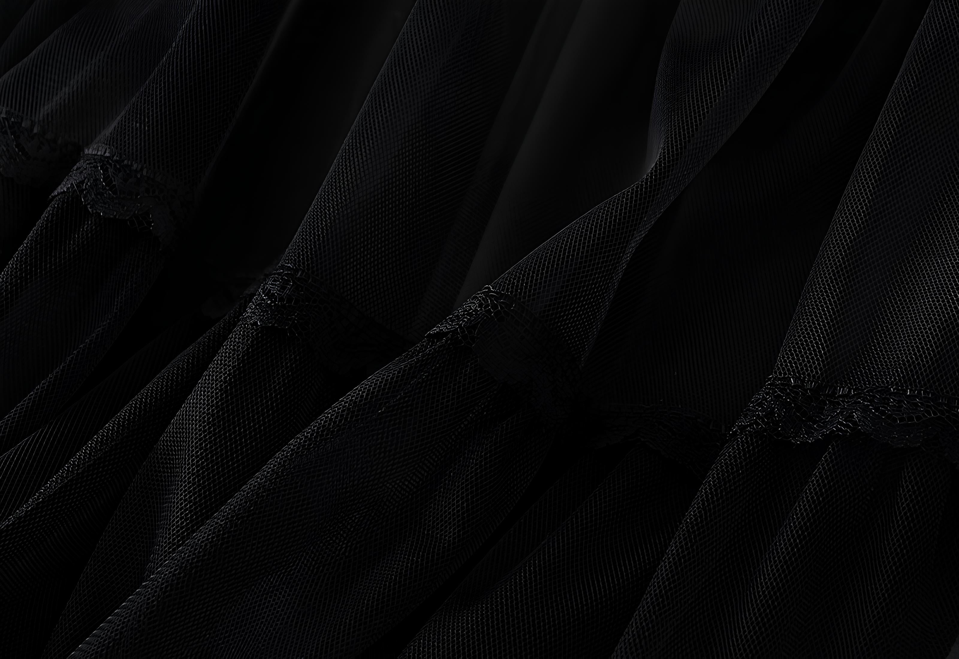 Multi Layer Mesh And Lace Skirt with Satin Lining - 2113_BLA