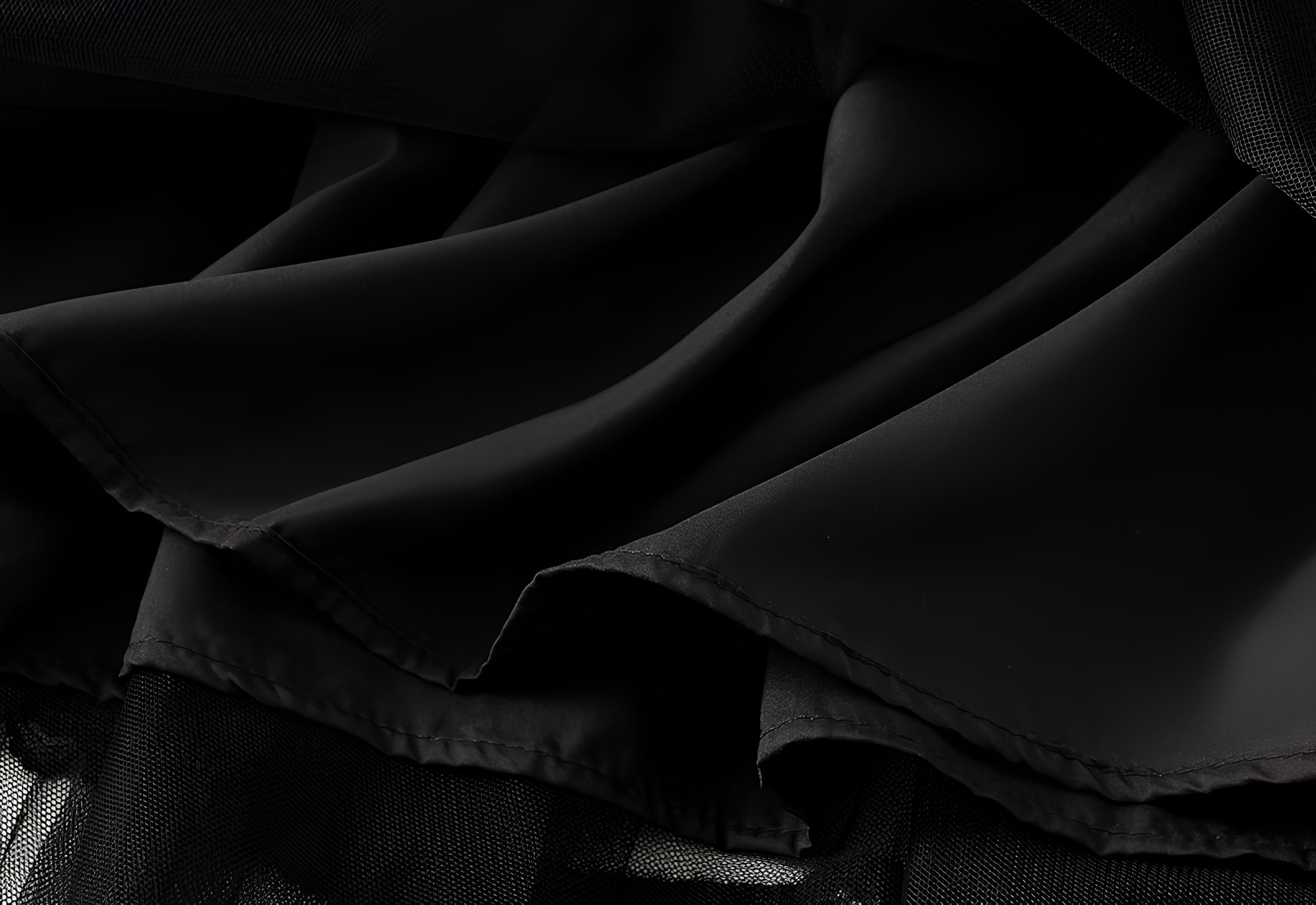 Multi Layer Mesh And Lace Skirt with Satin Lining - 2113_BLA