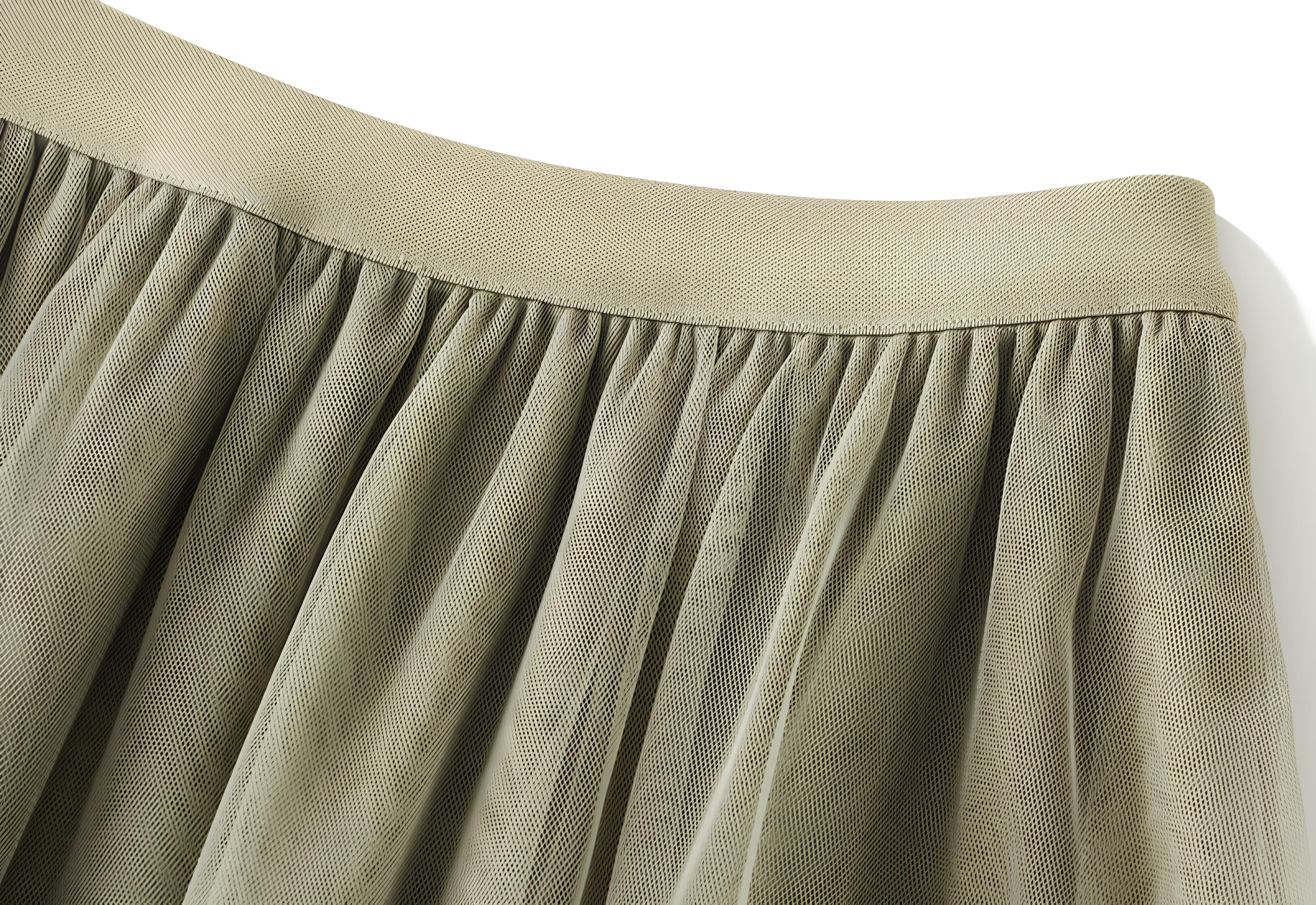 Ruffled Mesh Gauze Skirt With Satin Lining- 1391_GRE