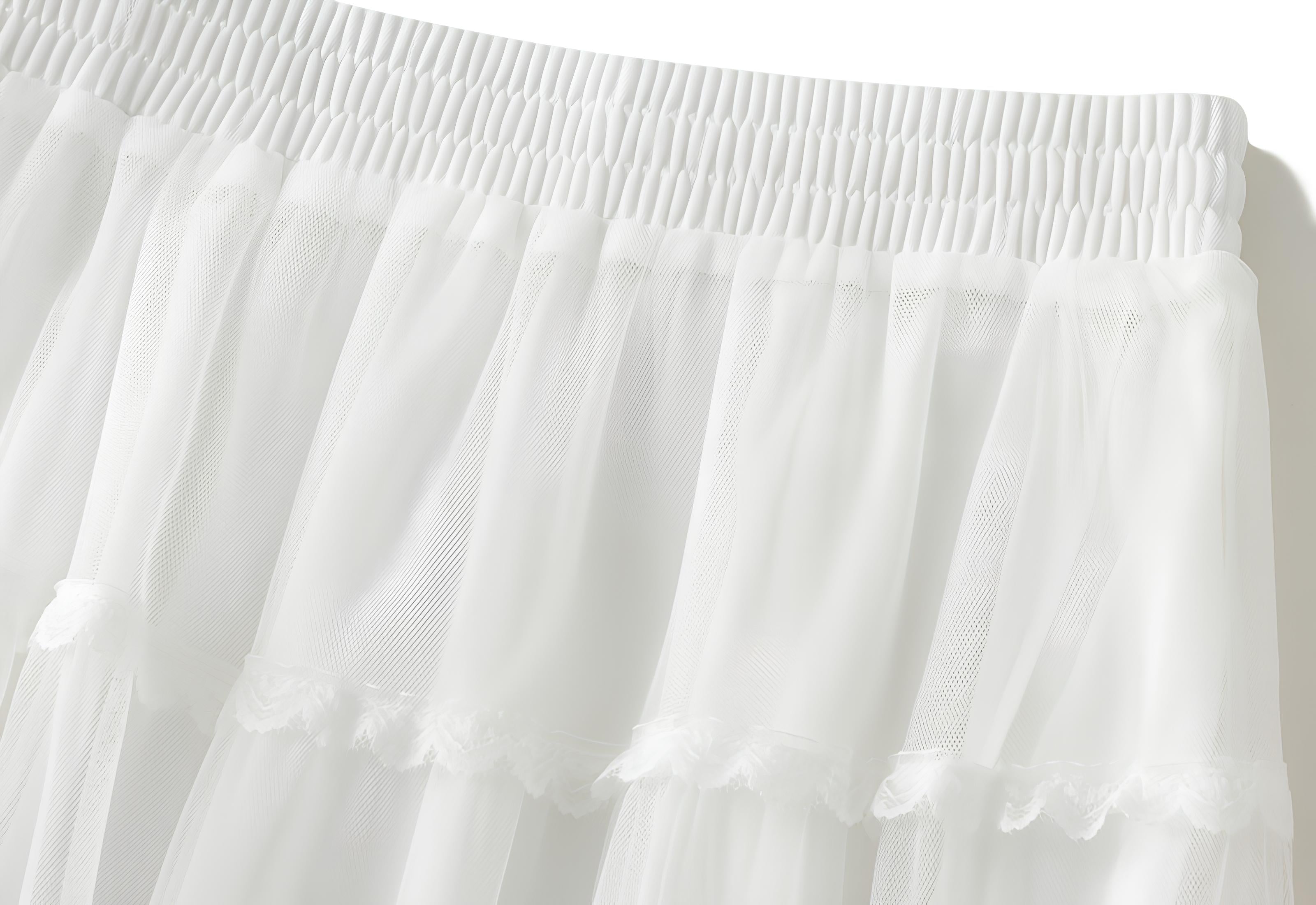 Multi Layer Mesh And Lace Skirt with Satin Lining - 2113_WHI