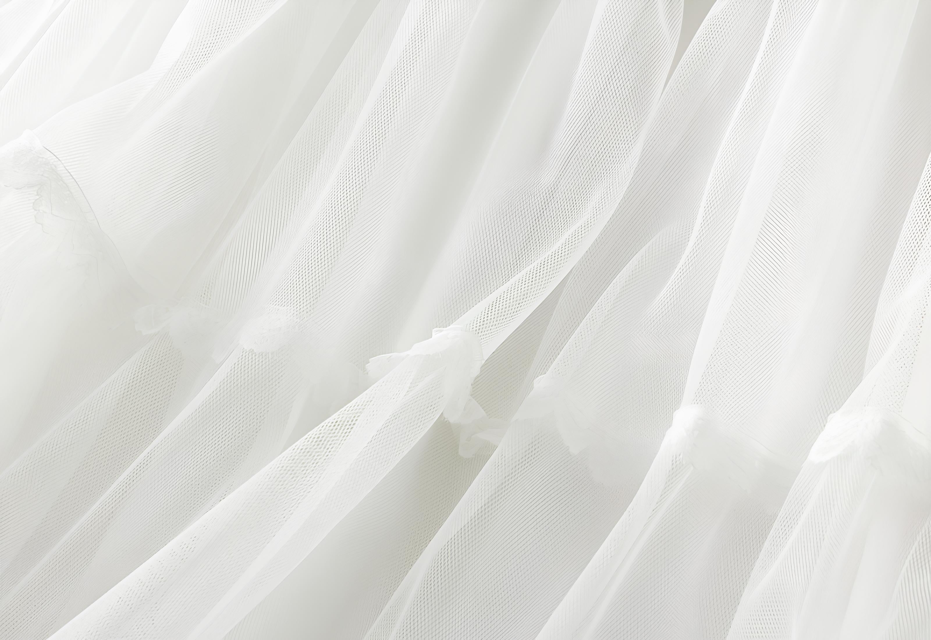 Multi Layer Mesh And Lace Skirt with Satin Lining - 2113_WHI