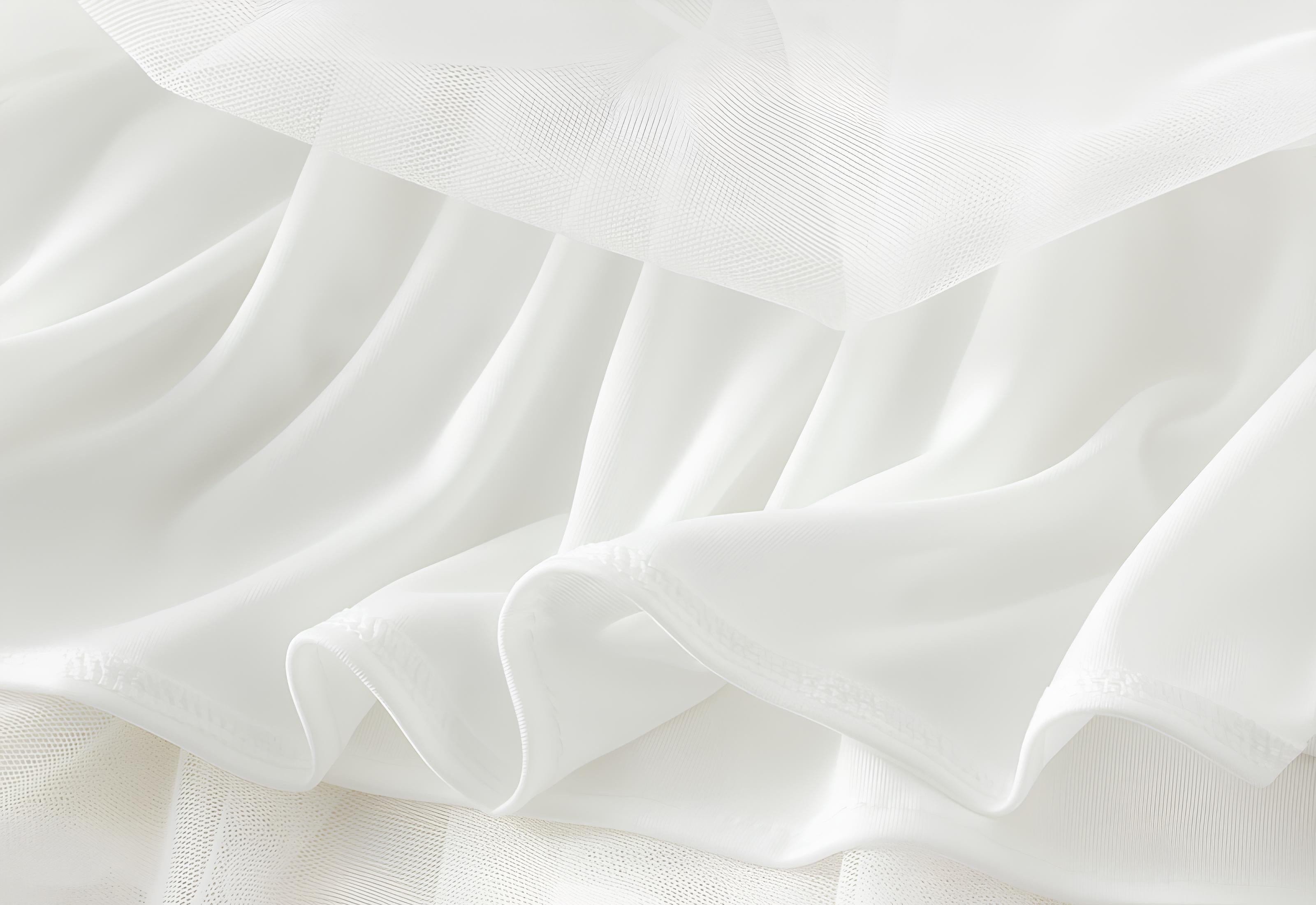 Multi Layer Mesh And Lace Skirt with Satin Lining - 2113_WHI