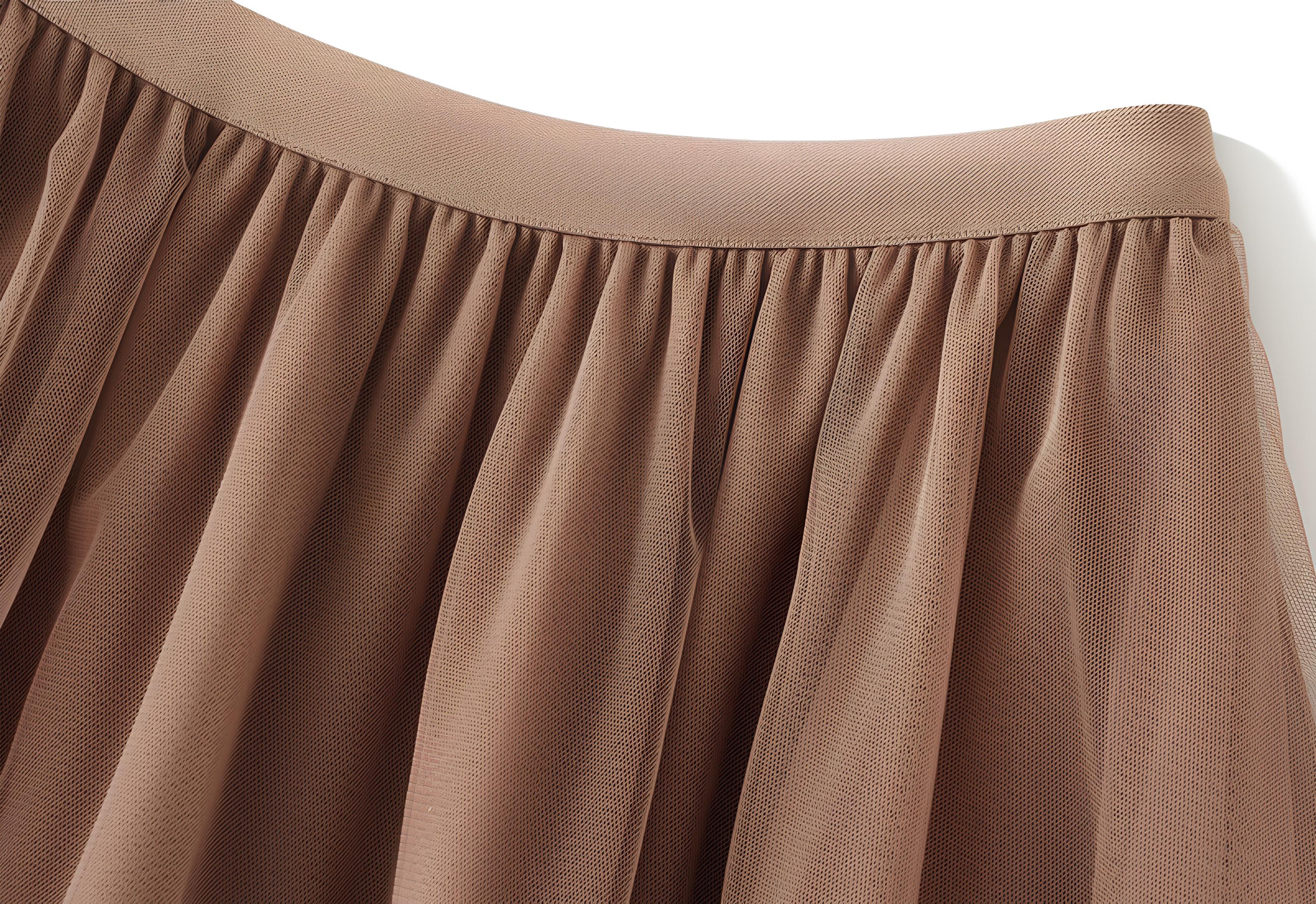 Ruffled Mesh Gauze Skirt With Satin Lining- 1391_KHA