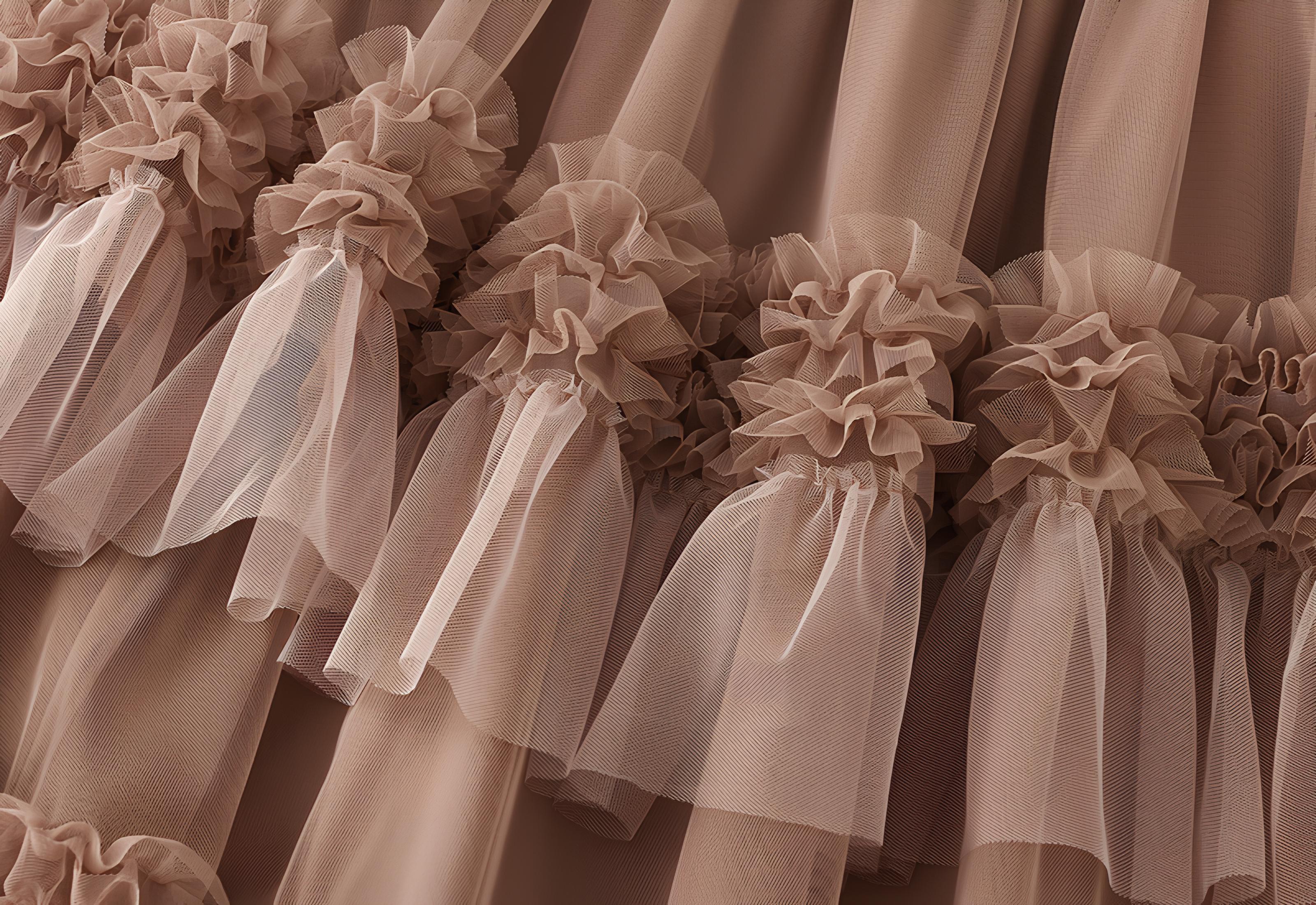 Ruffled Mesh Gauze Skirt With Satin Lining- 1391_KHA