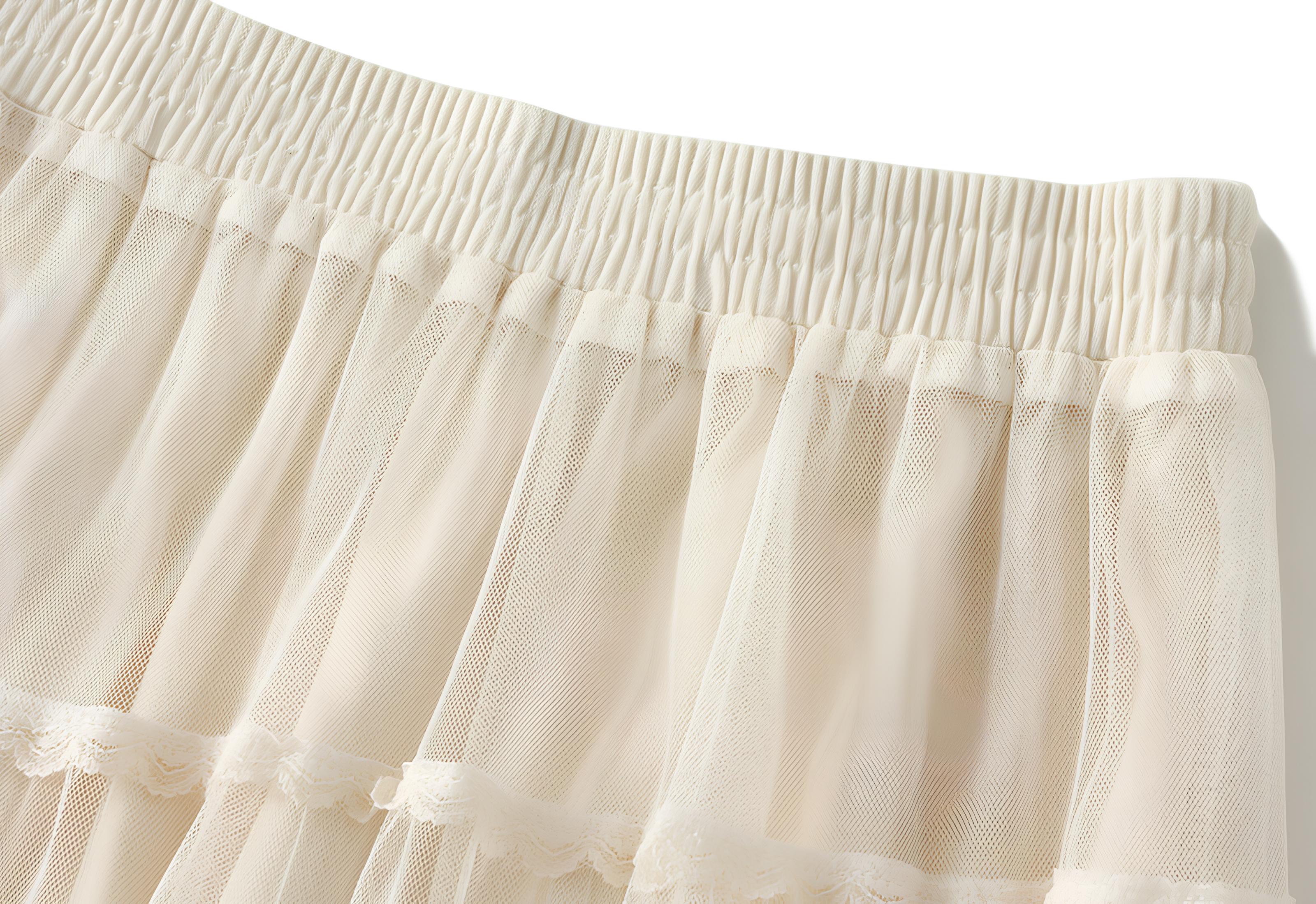 Multi Layer Mesh And Lace Skirt with Satin Lining - 2113_APR