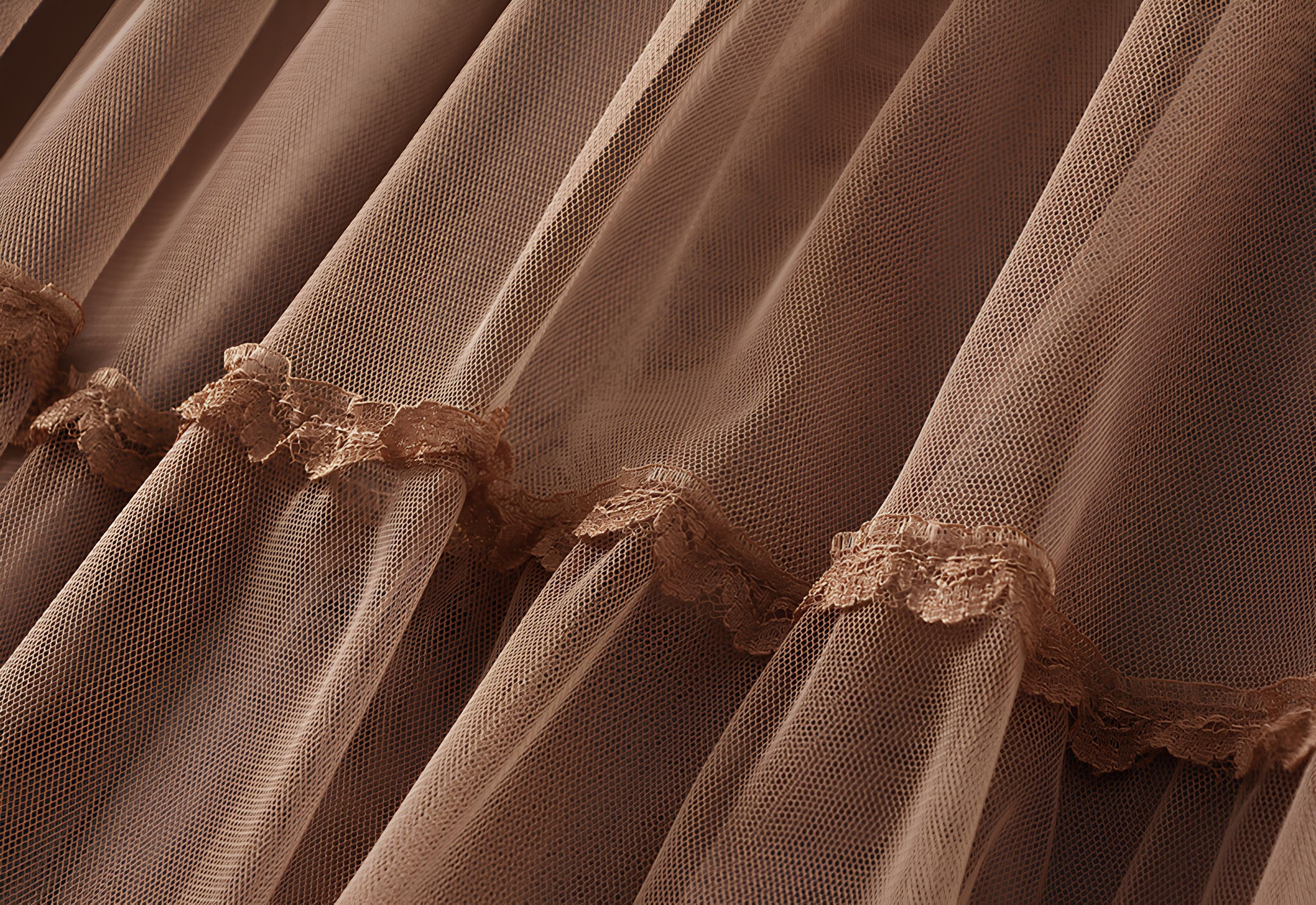 Multi Layer Mesh And Lace Skirt with Satin Lining - 2113_KHA