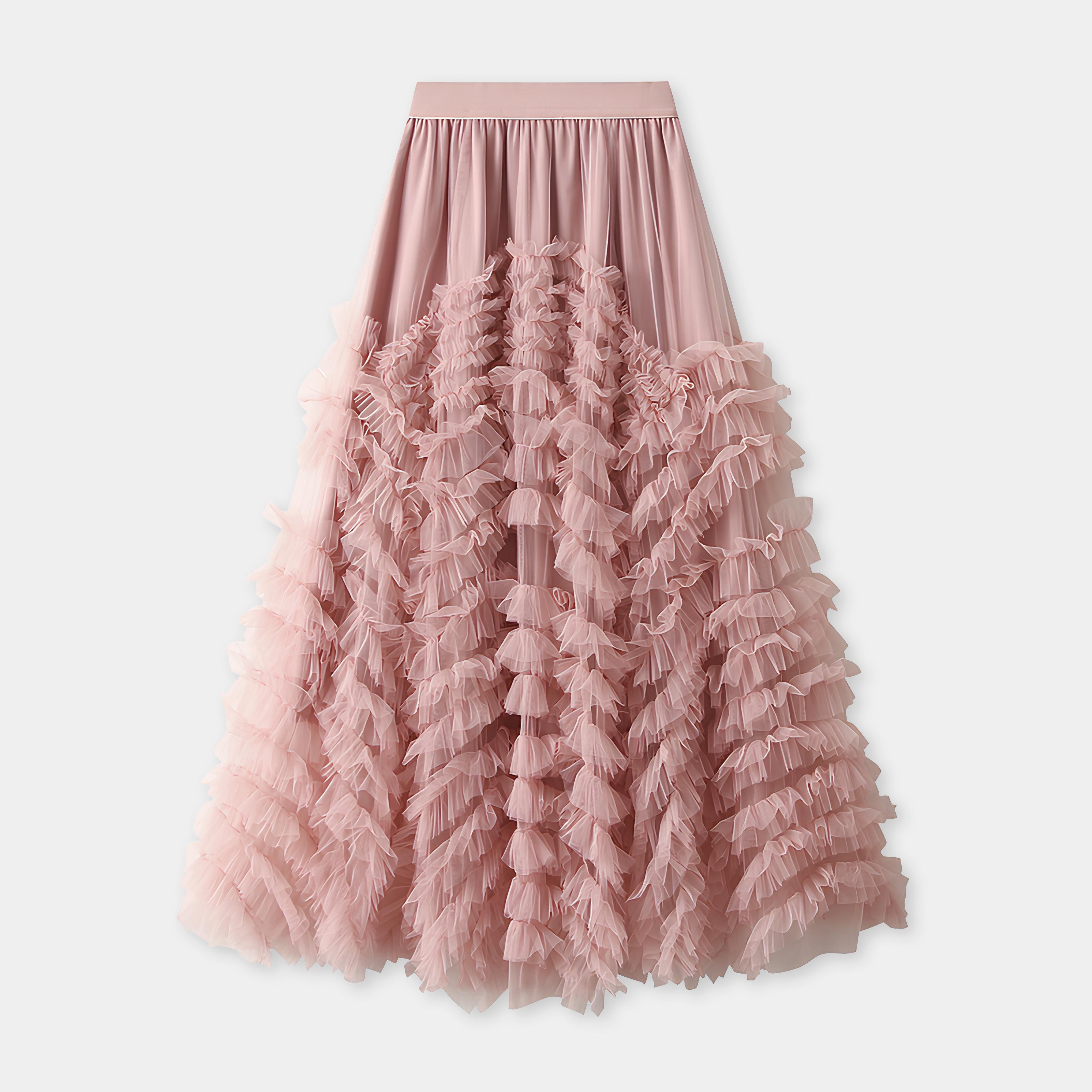 Heavy Mesh Gauze Skirt With Satin Lining  - 1380_PINK